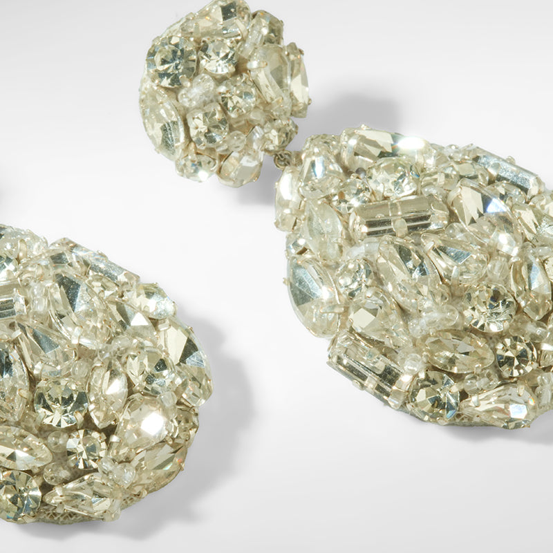 Close up of Deepa Gurnani Kim Earrings in Silver 