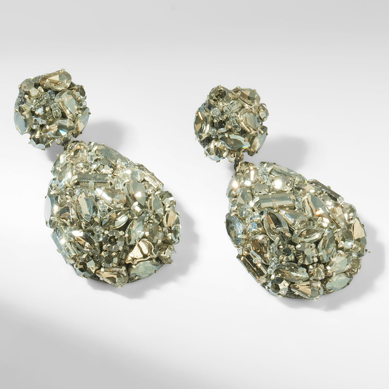 Deepa Gurnani Kim Earrings in Gunmetal color