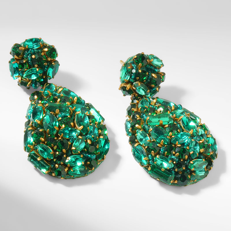 Deepa Gurnani Kim Earrings in Emerald color