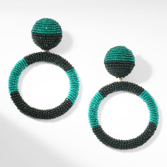 Deepa Gurnani Tavara Earrings in Emerald color