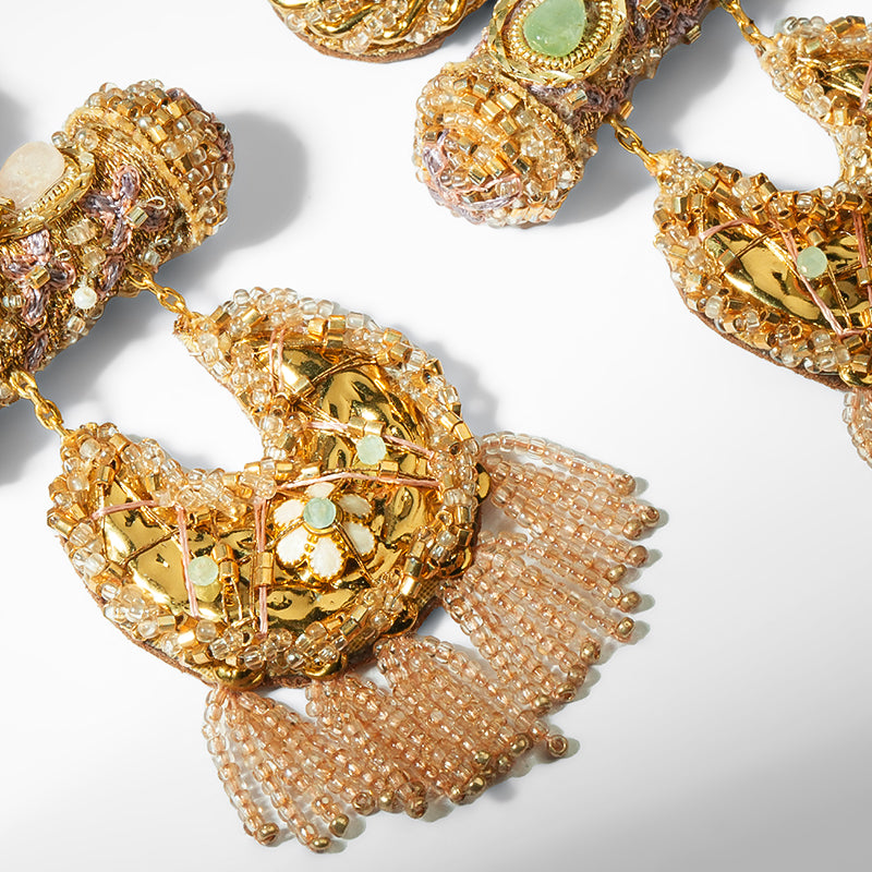 Close up of Deepa Gurnani Nara Earrings in Pastel Multi 