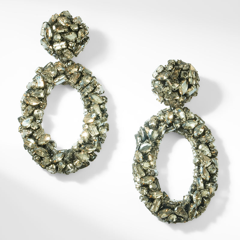 Deepa Gurnani Dinorah Earrings in Gunmetal color