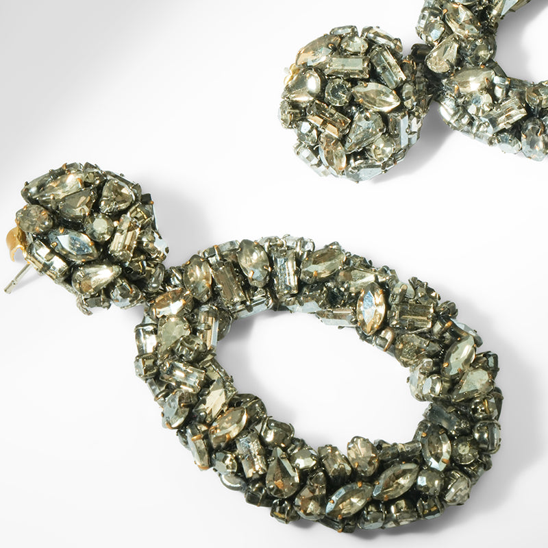 Deepa Gurnani Dinorah Earrings in Gunmetal color