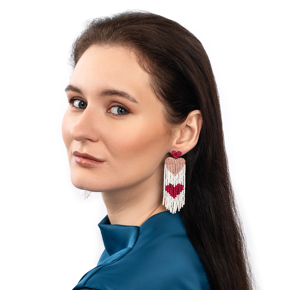 Handmade Amaryllis Earrings in Dusty Pink