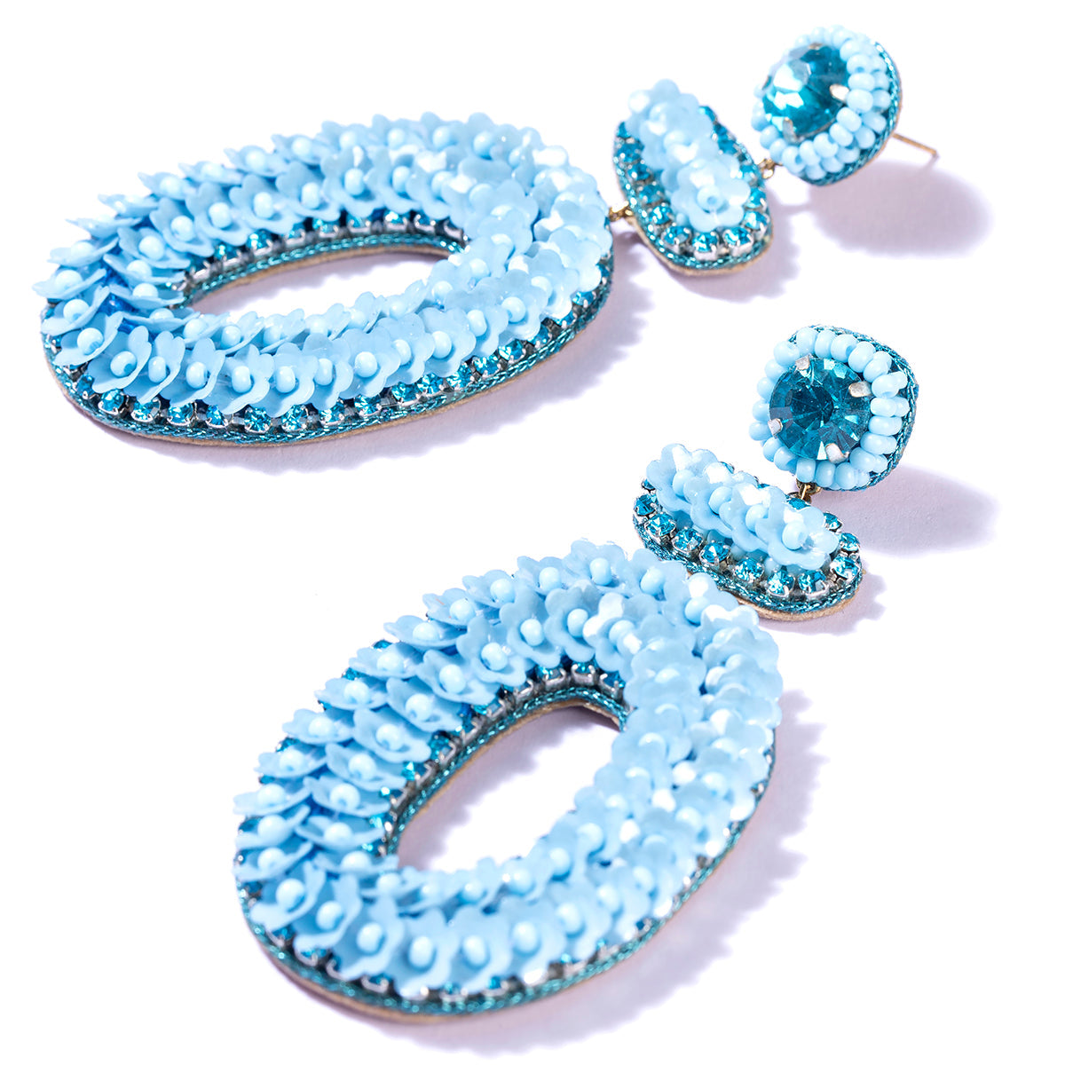 Deepa by Deepa Gurnani Handmade Britt Earrings in Baby Blue color