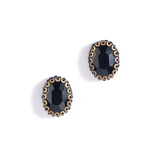 Aria black crystal stud earrings