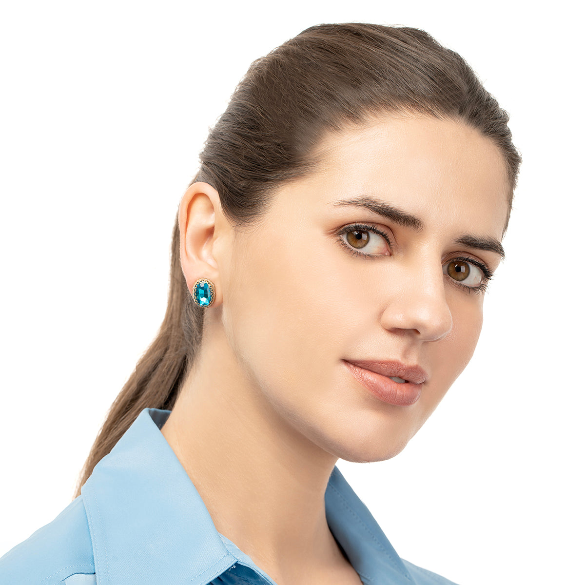 Aria Turquoise crystal stud earrings