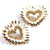handmade ivory beaded heart stud earrings