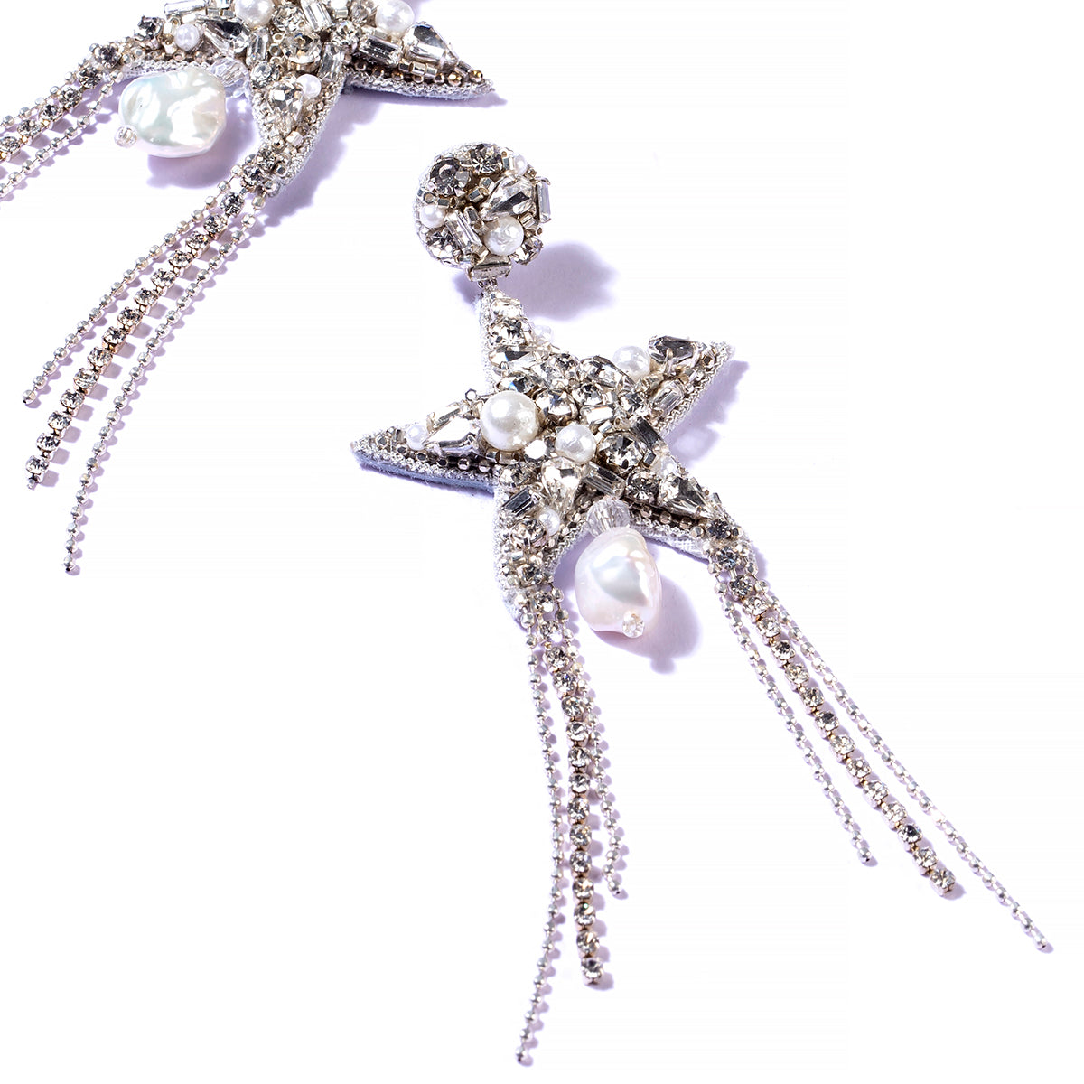 Deepa by Deepa Gurnani Star design Handmade North Earrings in silver color