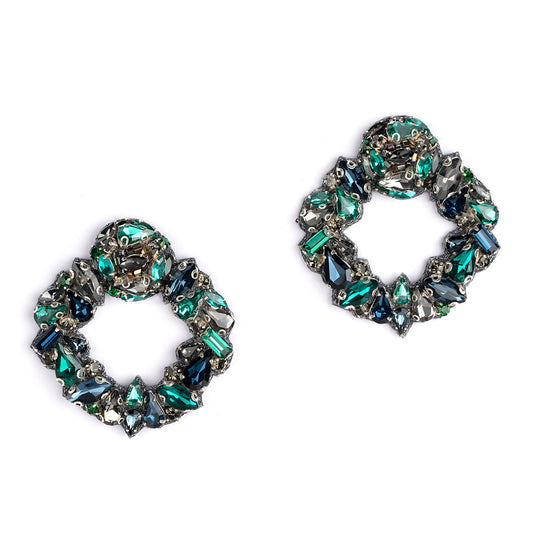 Deepa by Deepa Gurnani Handmade Katya Earrings in Emerald color