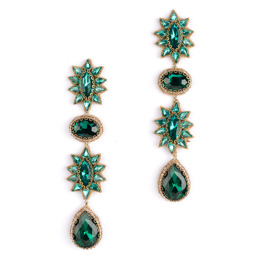 Deepa by Deepa Gurnani Handmade Ariella Earrings in Emerald color