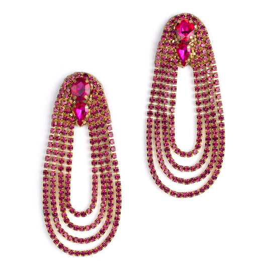 Deepa by Deepa Gurnani Handmade Eliana Earrings in Fuchsia color