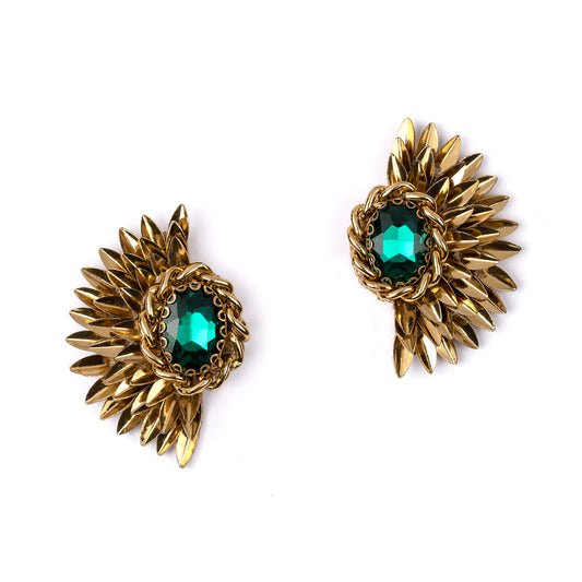 Deepa By Deepa Gurnani Ryder Earrings in Emerald color