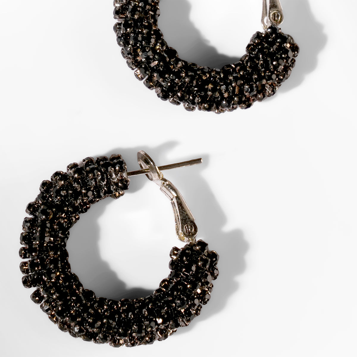 Close up of Deepa Gurnani Sousou Earrings in black color 