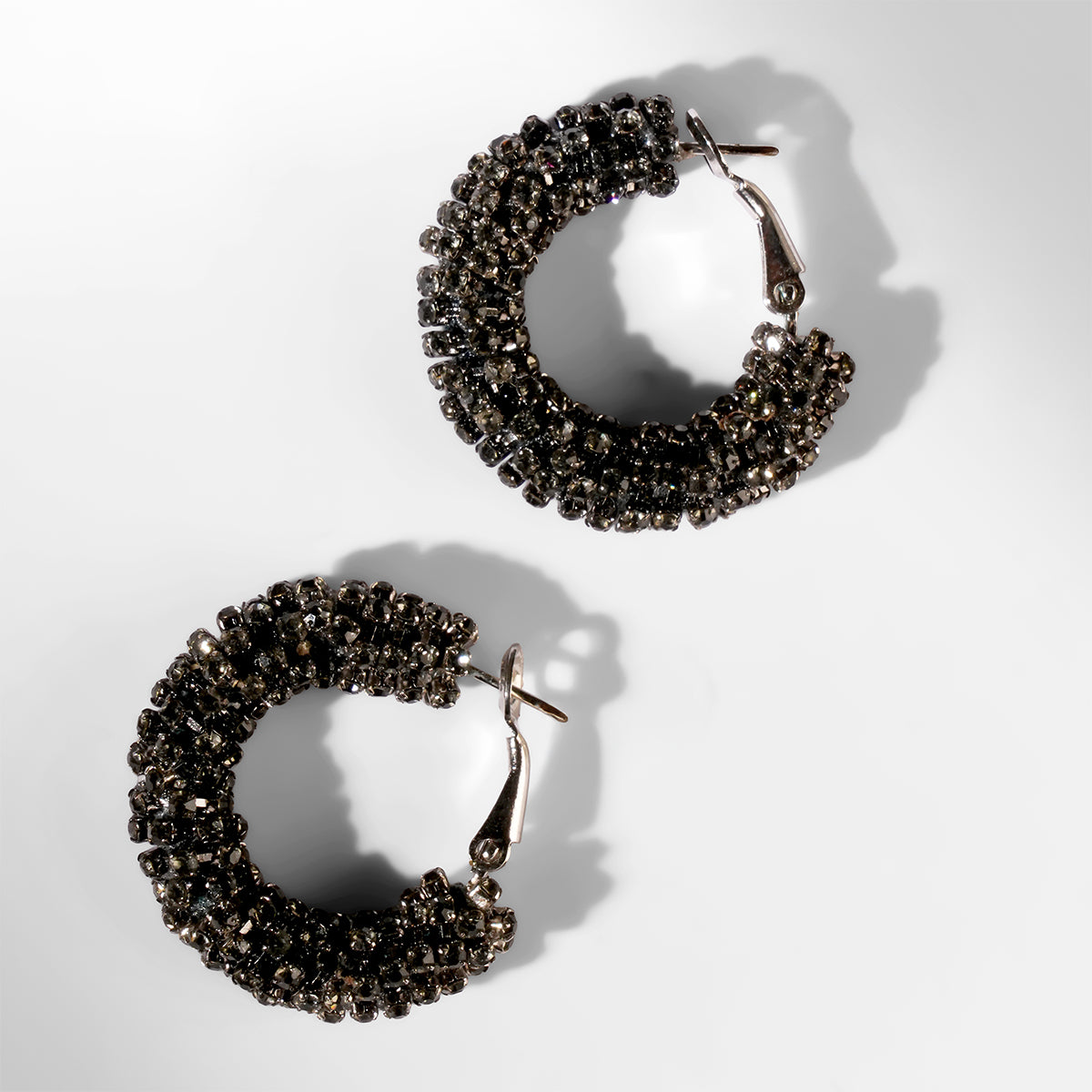 Deepa Gurnani Sousou Earrings in gunmetal color