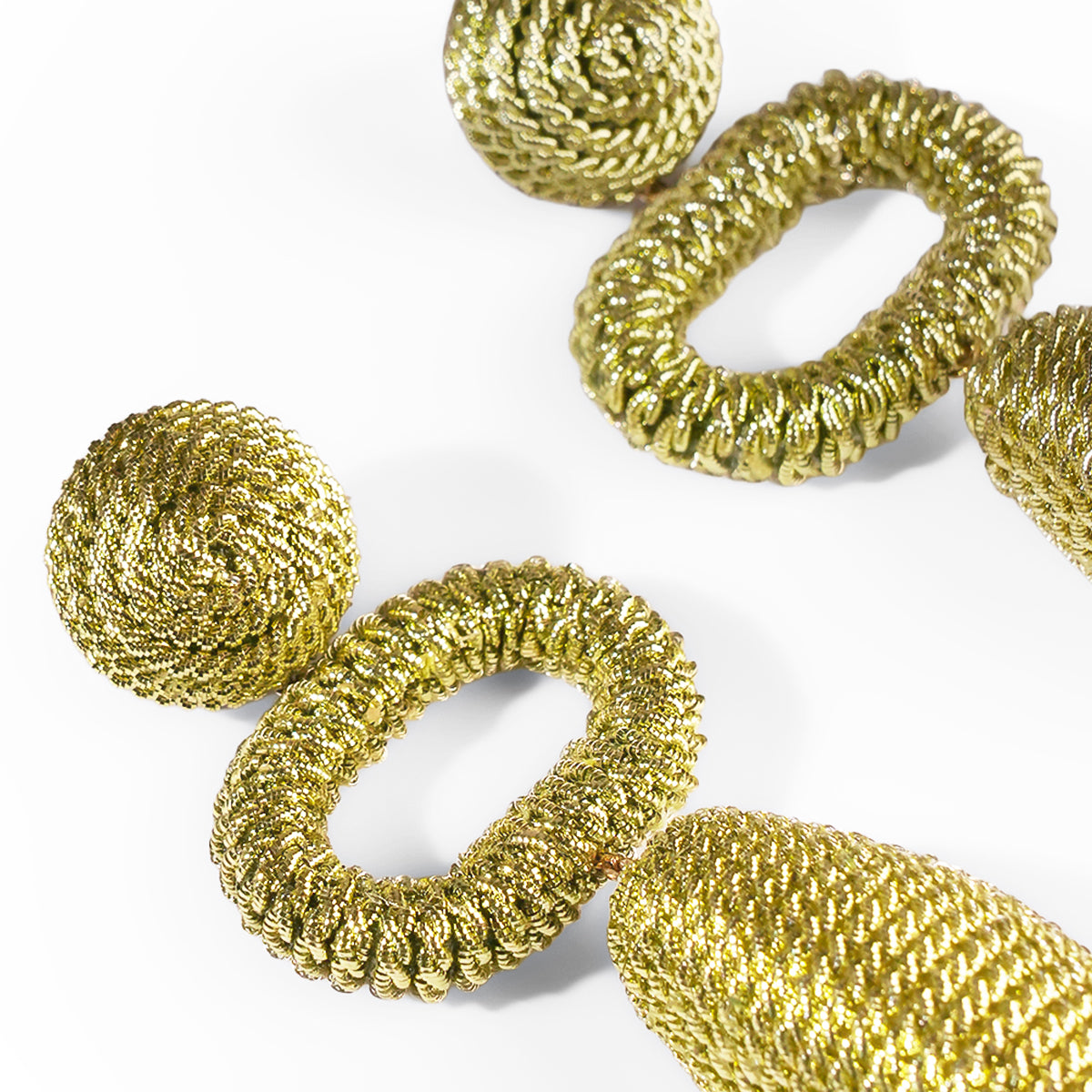 Close up of Deepa Gurnani Pret Fontana Earrings in Green color 