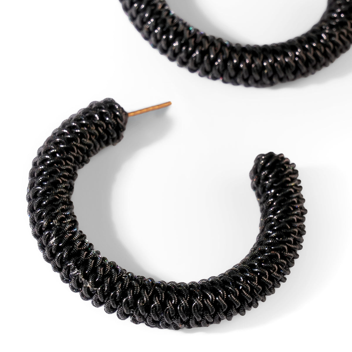 Close up of Deepa Gurnani Pret Anzola Earrings in black color