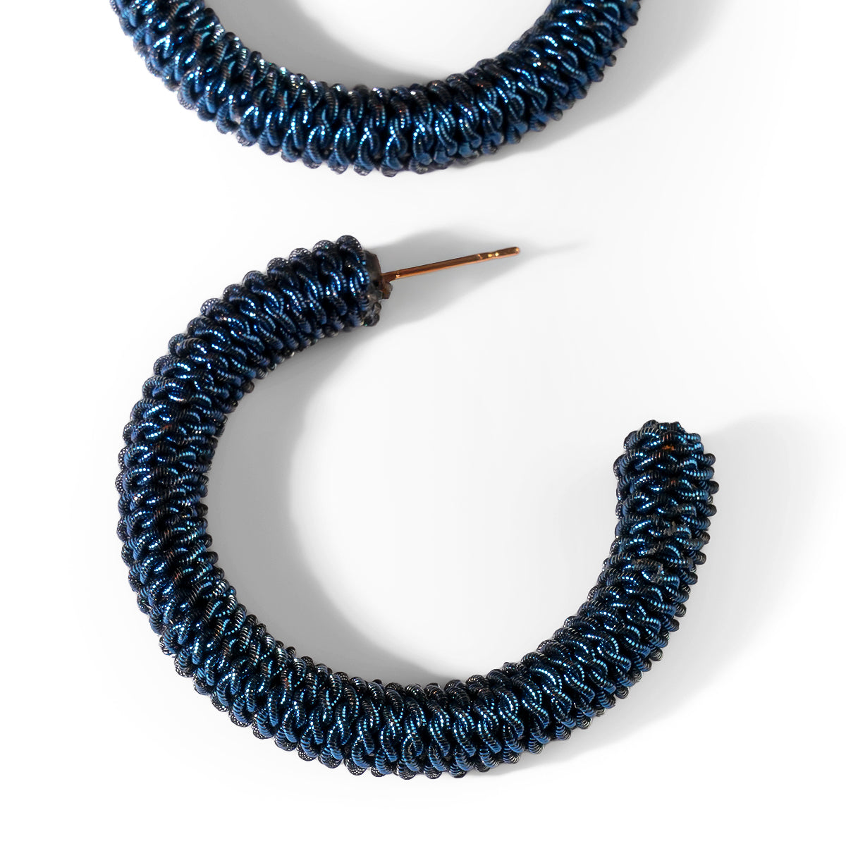 Close up of Deepa Gurnani Pret Anzola Earrings in navy color