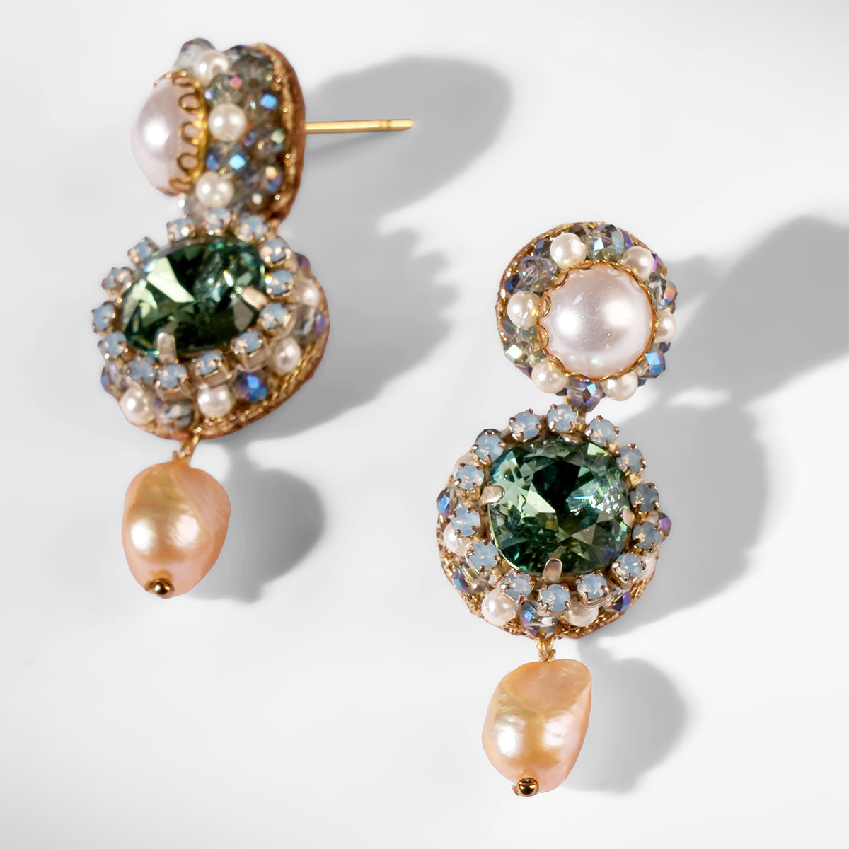 Deepa Gurnani Pret Mukta Earrings in green color