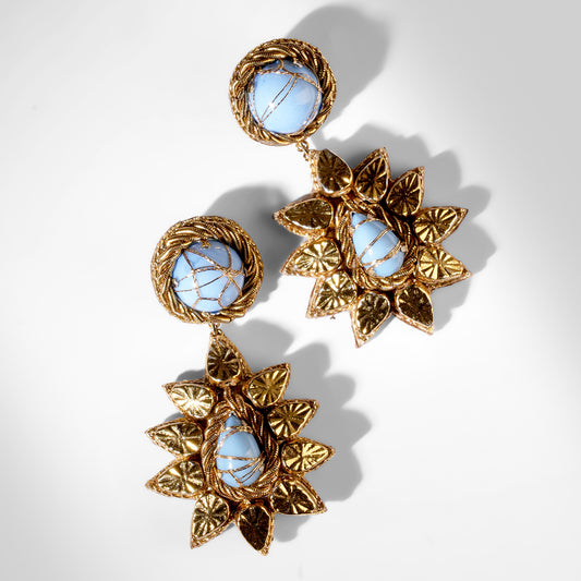Deepa Gurnani Pret Ade Earrings in blue color 