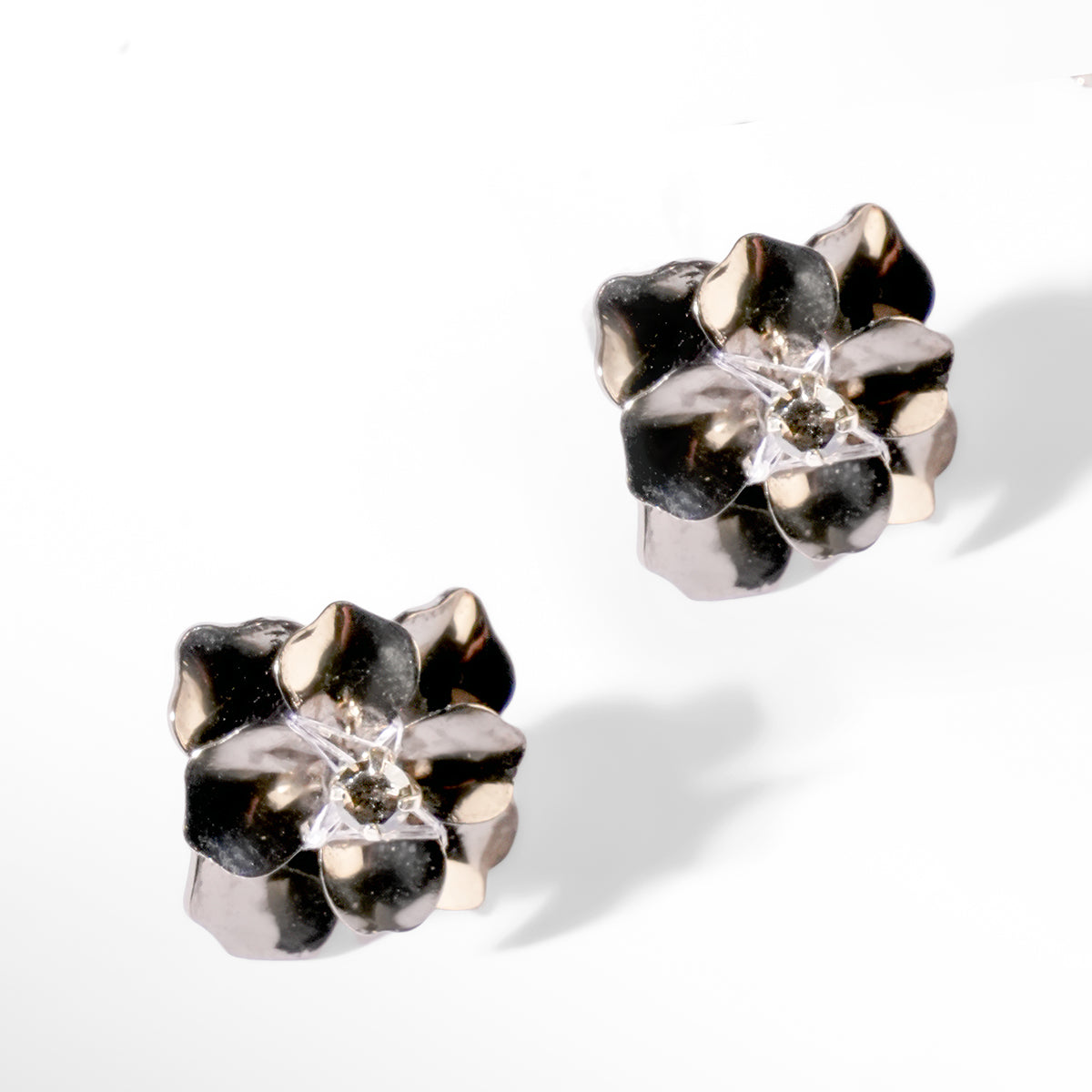 Deepa Gurnani Pret Siran Earrings in gunmetal color