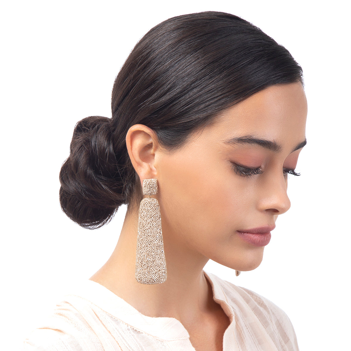Deepa Gurnani Handmade Callia Earrings Beige