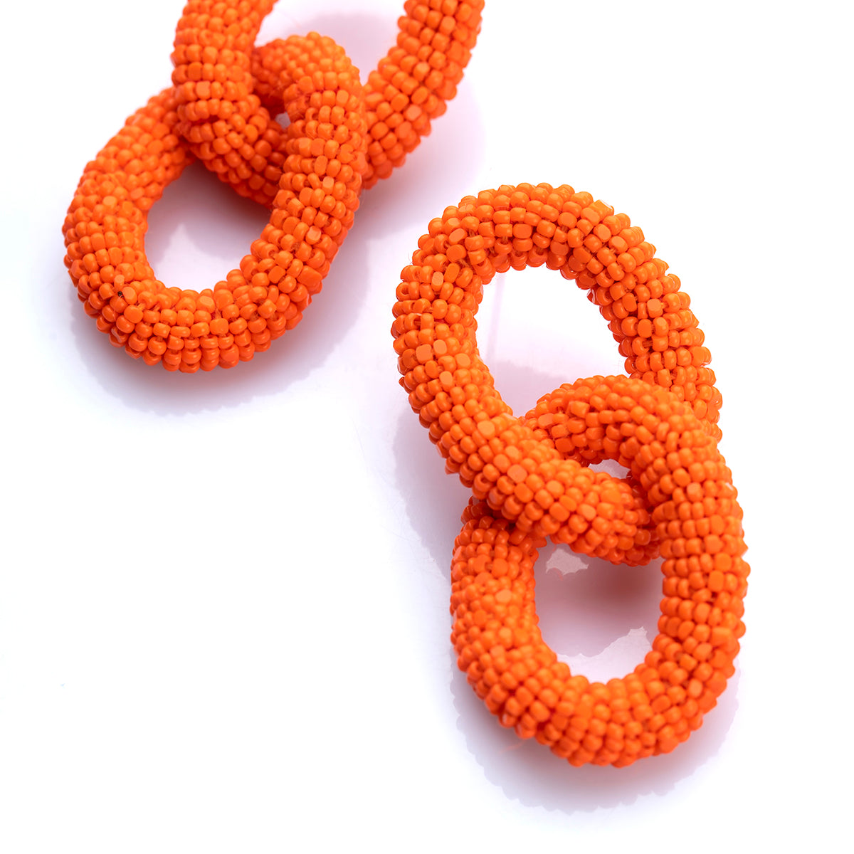 Deepa Gurnani two link beaded post earrings in Orange color