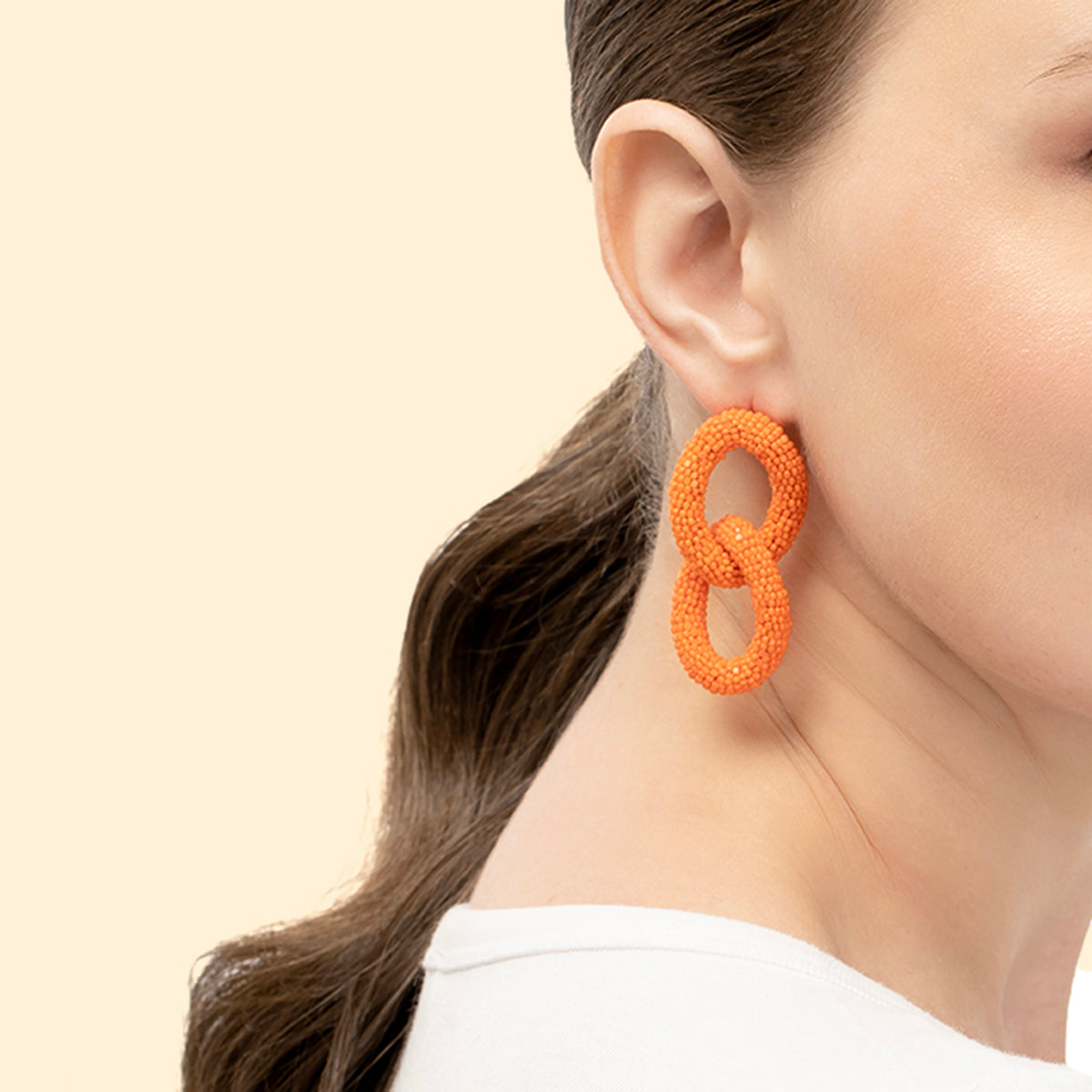 Model wearing Deepa Gurnani Loulou Earrings