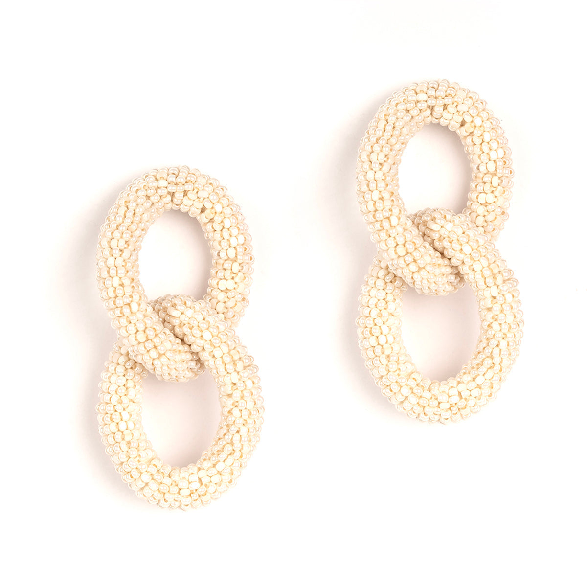 Handmade Luxury Deepa Gurnani Loulou Earrings in Pearl color