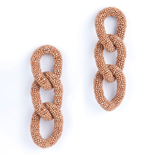 Dusty pink beaded three link post Linka Earrings