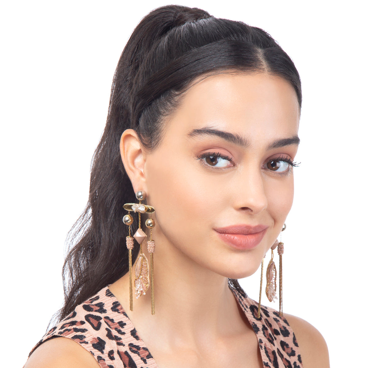 Handmade Nihira Earrings in Dusty Pink