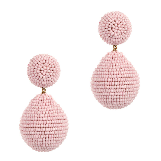 Handmade Glass sheen bead ball, Baby Pink Teslana Earrings