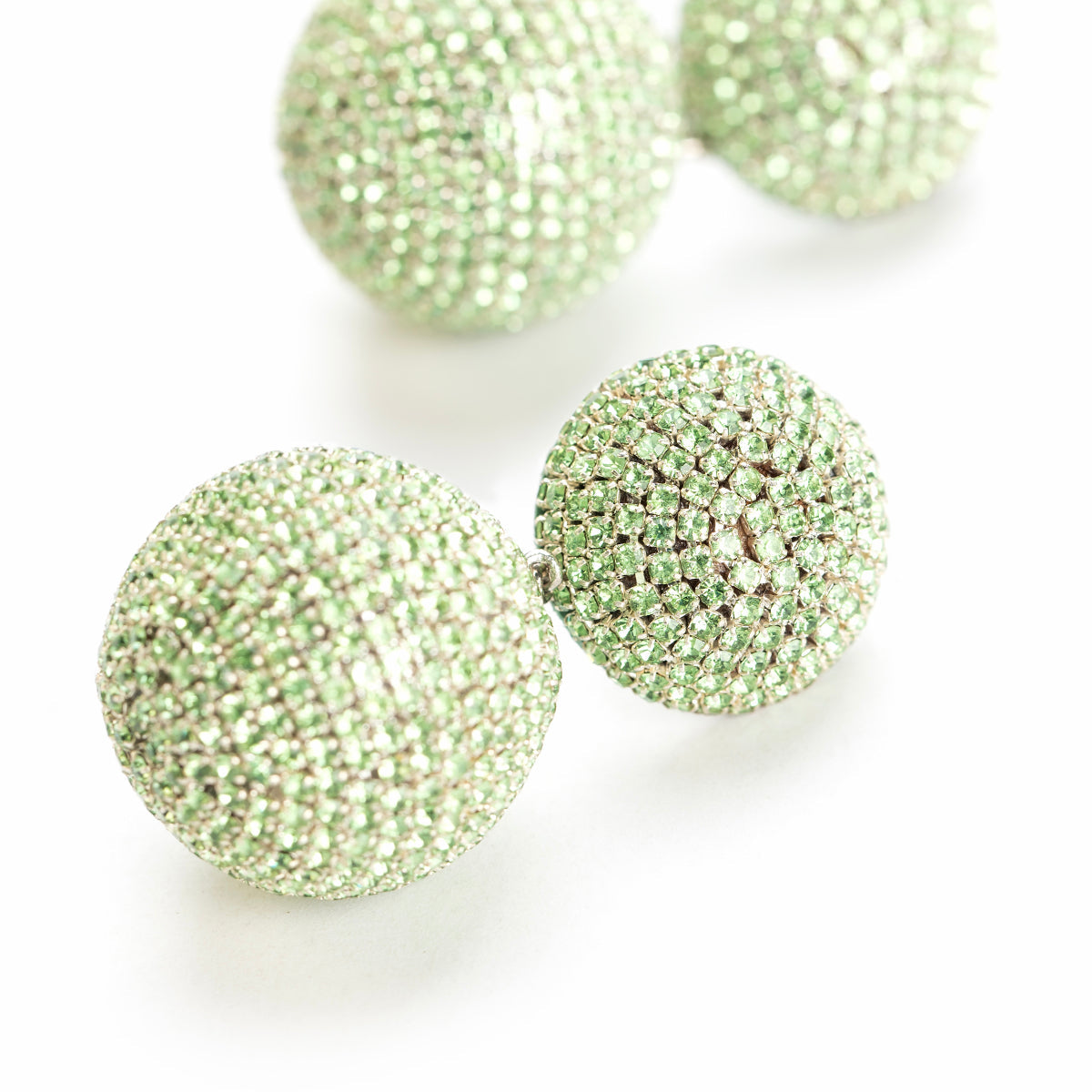 Glass chainstone beaded crystal ball Mint Krystal Earrings