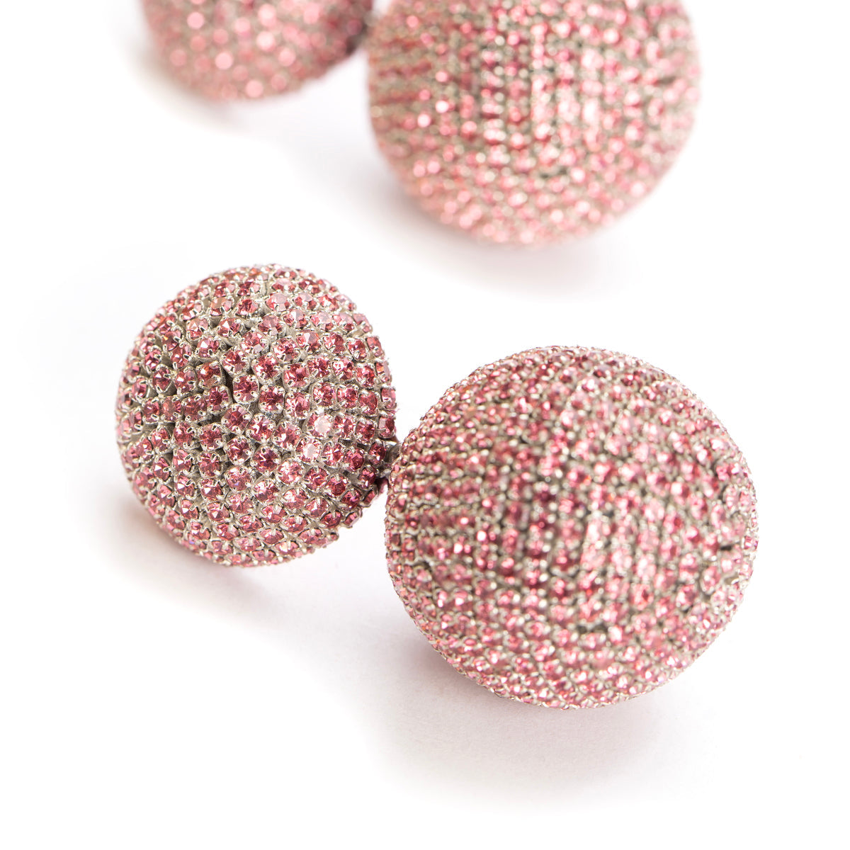 Glass chainstone beaded crystal ball Pink Krystal Earrings