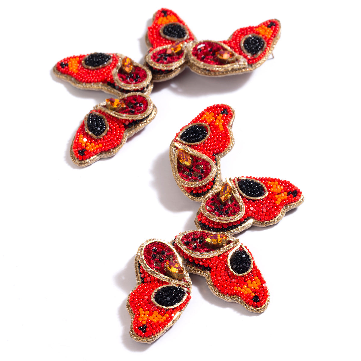 Linear half butterfly wing earrings