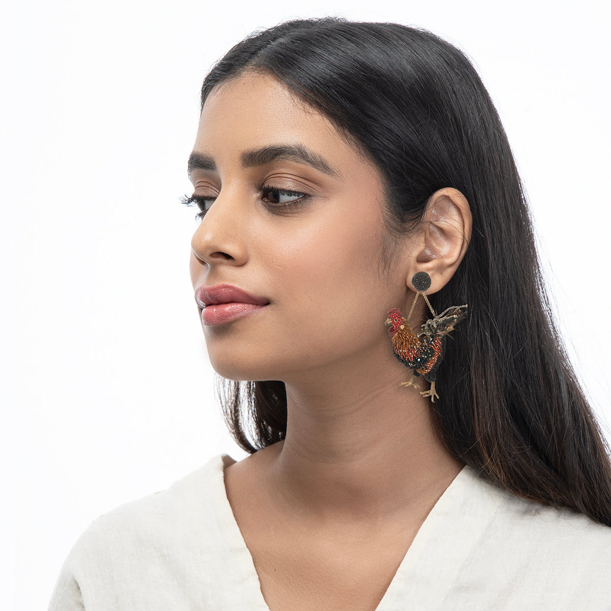 Deepa Gurnani Handmade Rooster Earrings