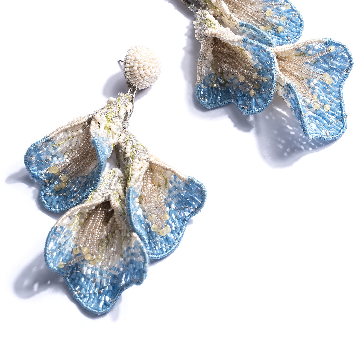 Detail Of Deepa Gurnani handmade the Rhoda earrings in Blue color