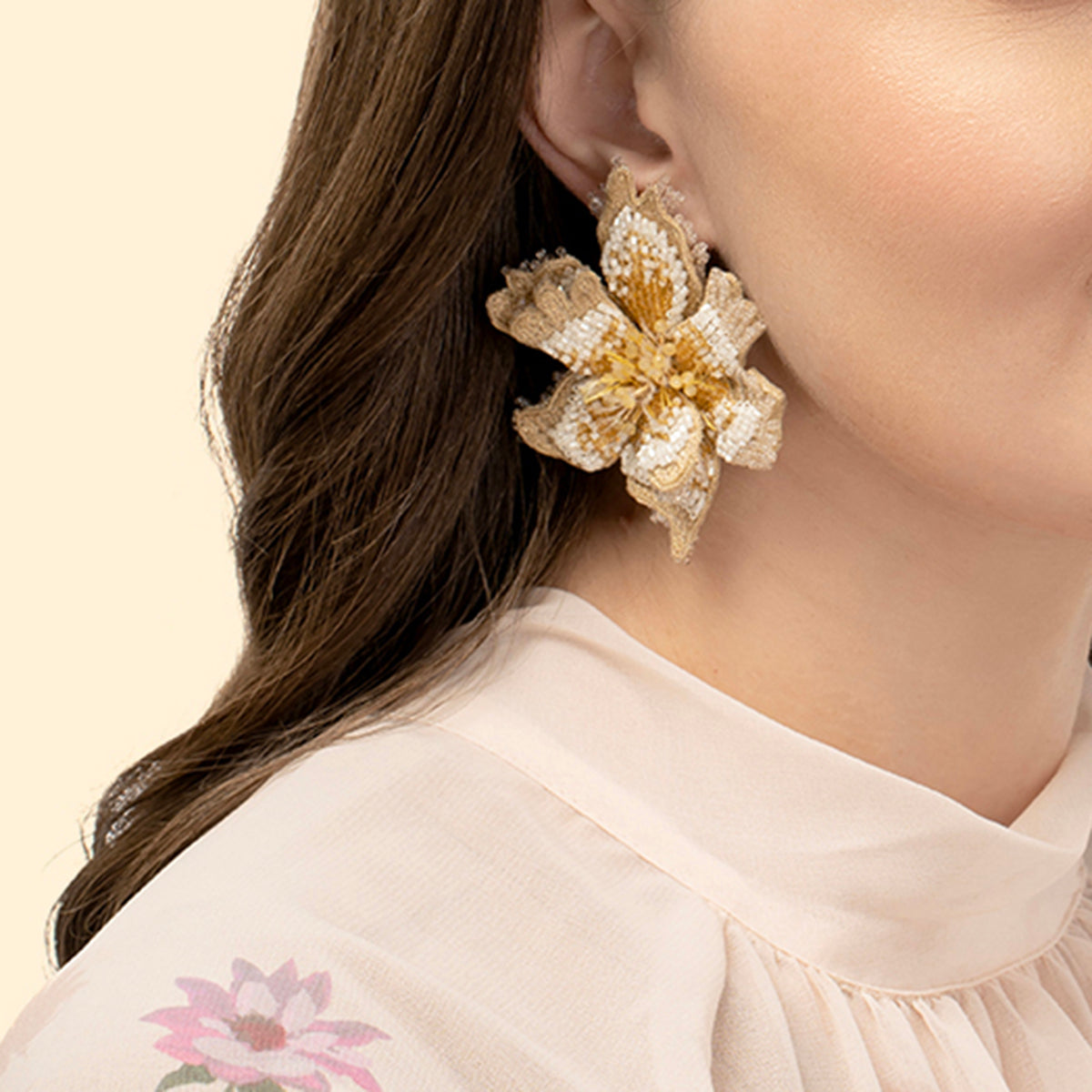 Deepa Gurnani Handmade Ivory Azealia Earrings