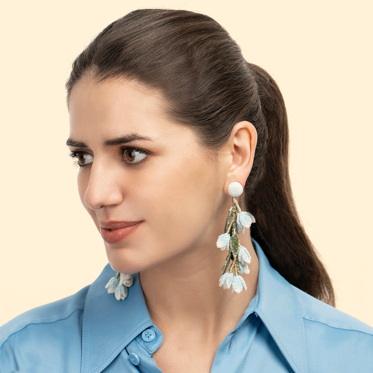 Deepa Gurnani Handmade Baby Blue Madelief Earrings