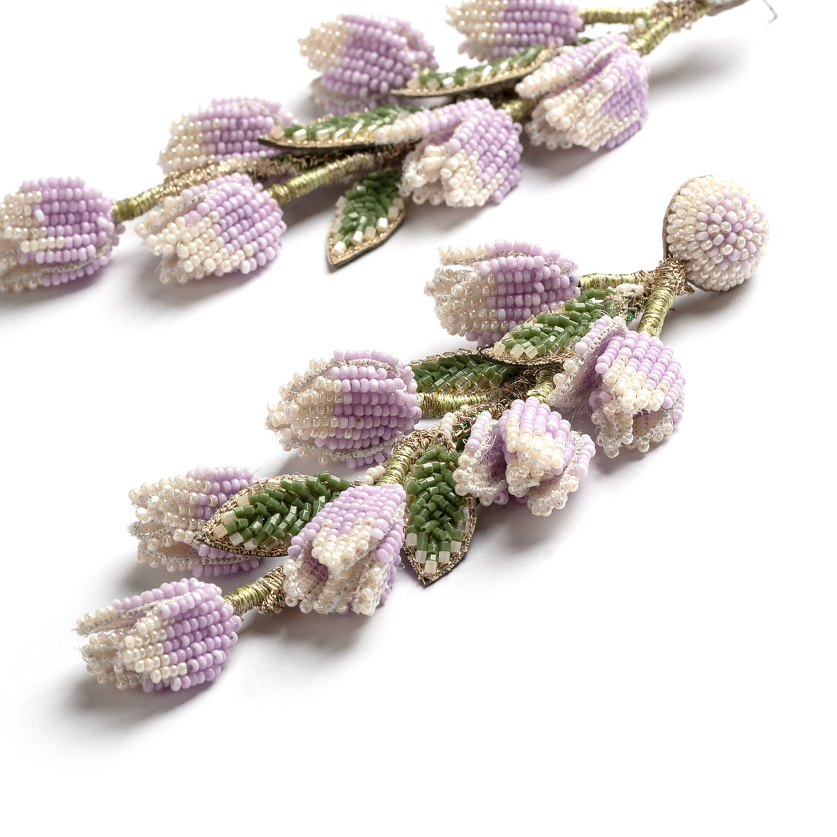 Deepa Gurnani handmade the Madelief earrings in lavender color