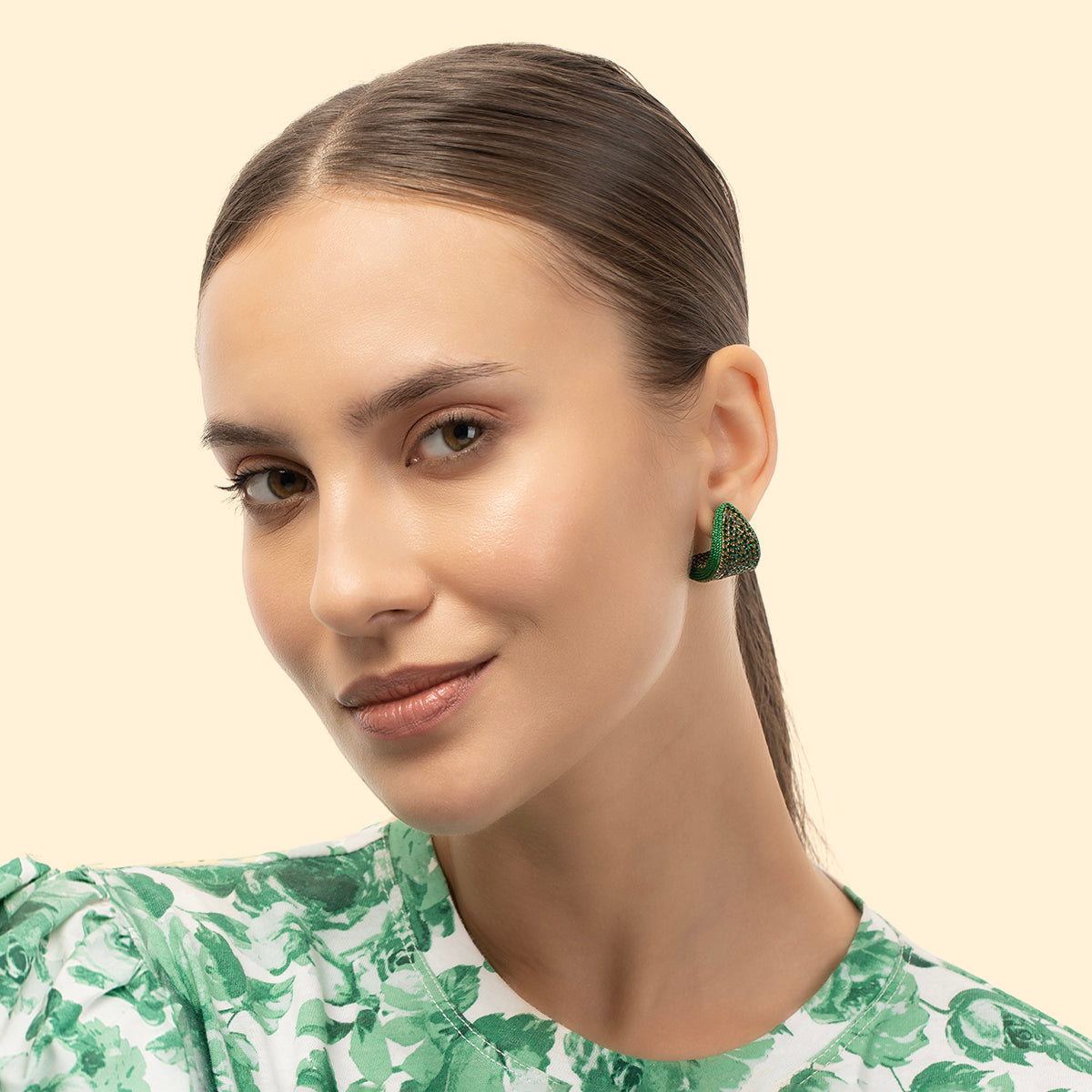 Deepa Gurnani Handmade Emerald Carlotta Earrings