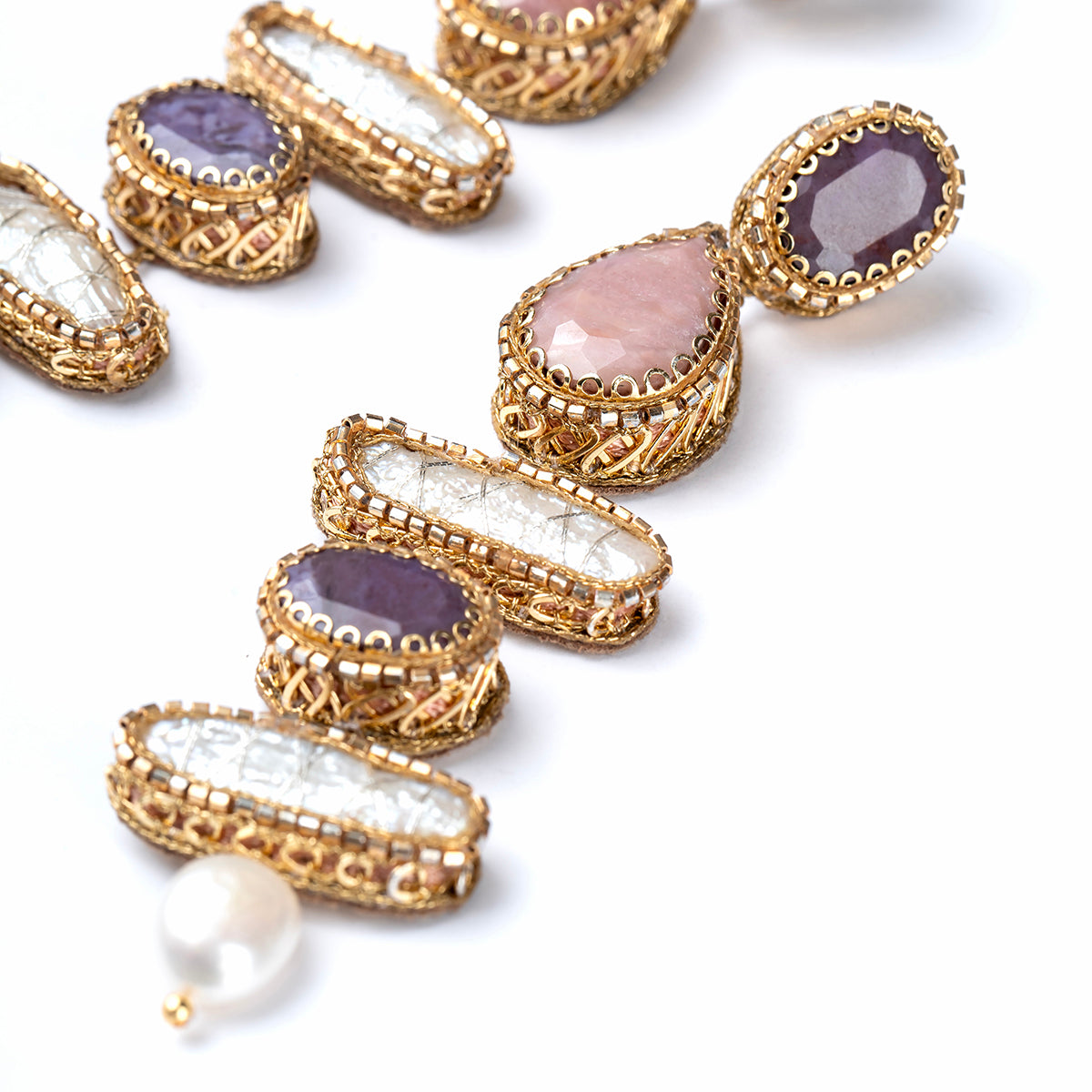 Deepa Gurnani Indira Earrings in Dustypink color