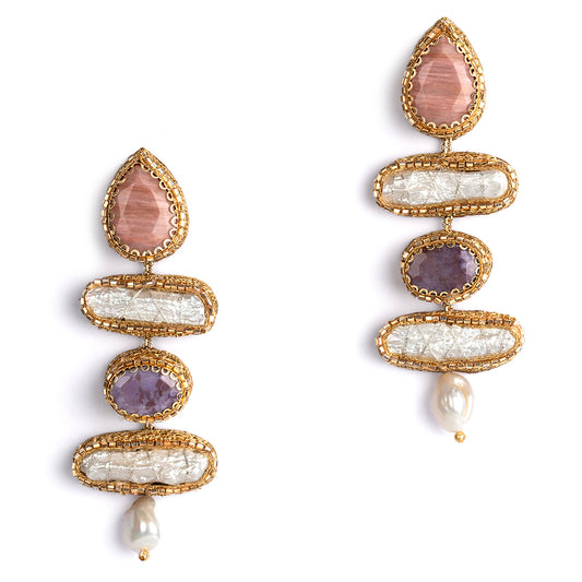 Deepa Gurnani Handmade Nadira Earrings in DustyPink color