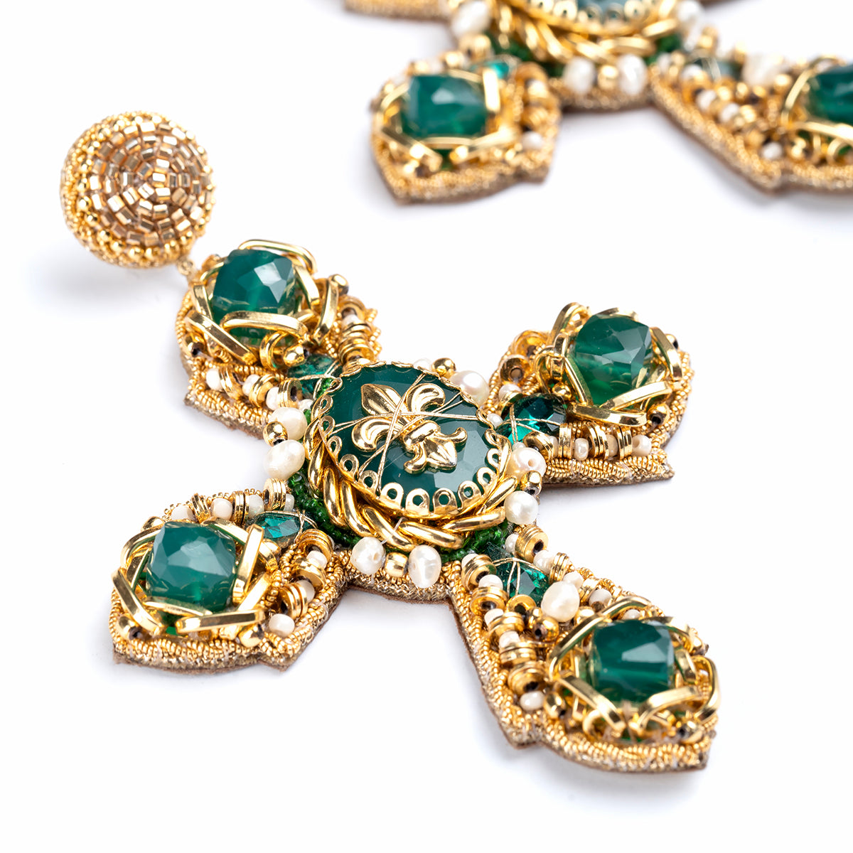 Deepa Gurnani Teresa Earrings in Emerald color