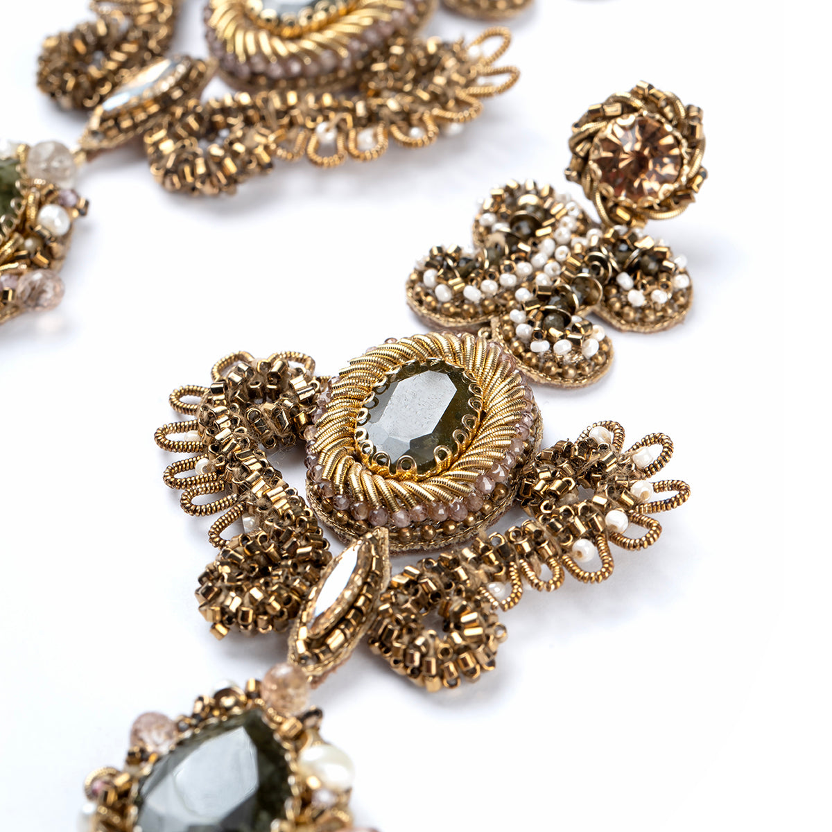 Deepa Gurnani Amnesty Earrings in Olive color