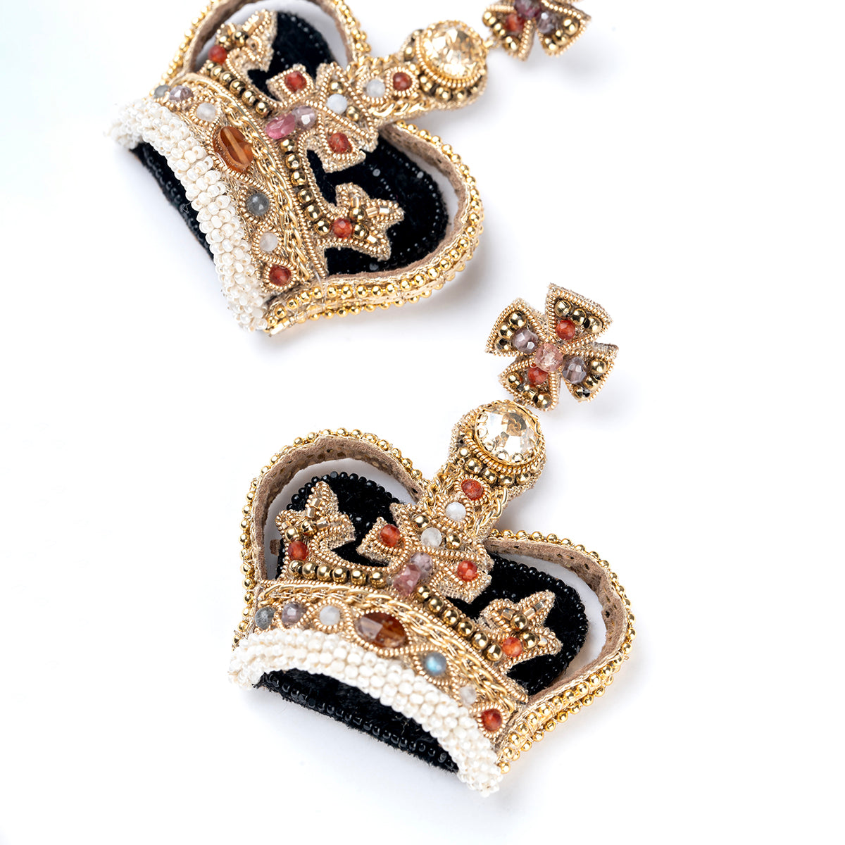 Deepa Gurnani handmade the Crown earrings in black color