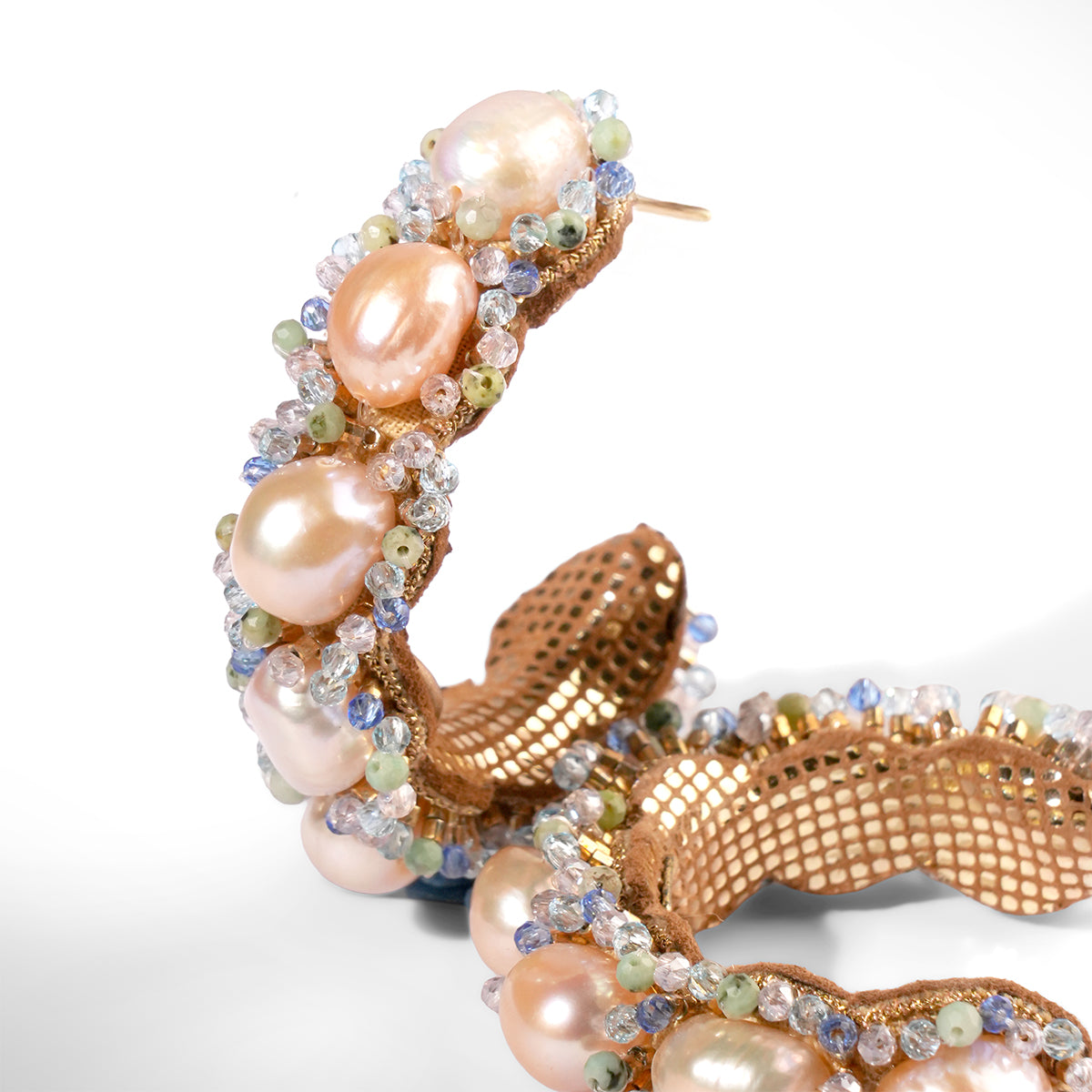 Close up of Deepa Gurnani Gali Earrings in blue color