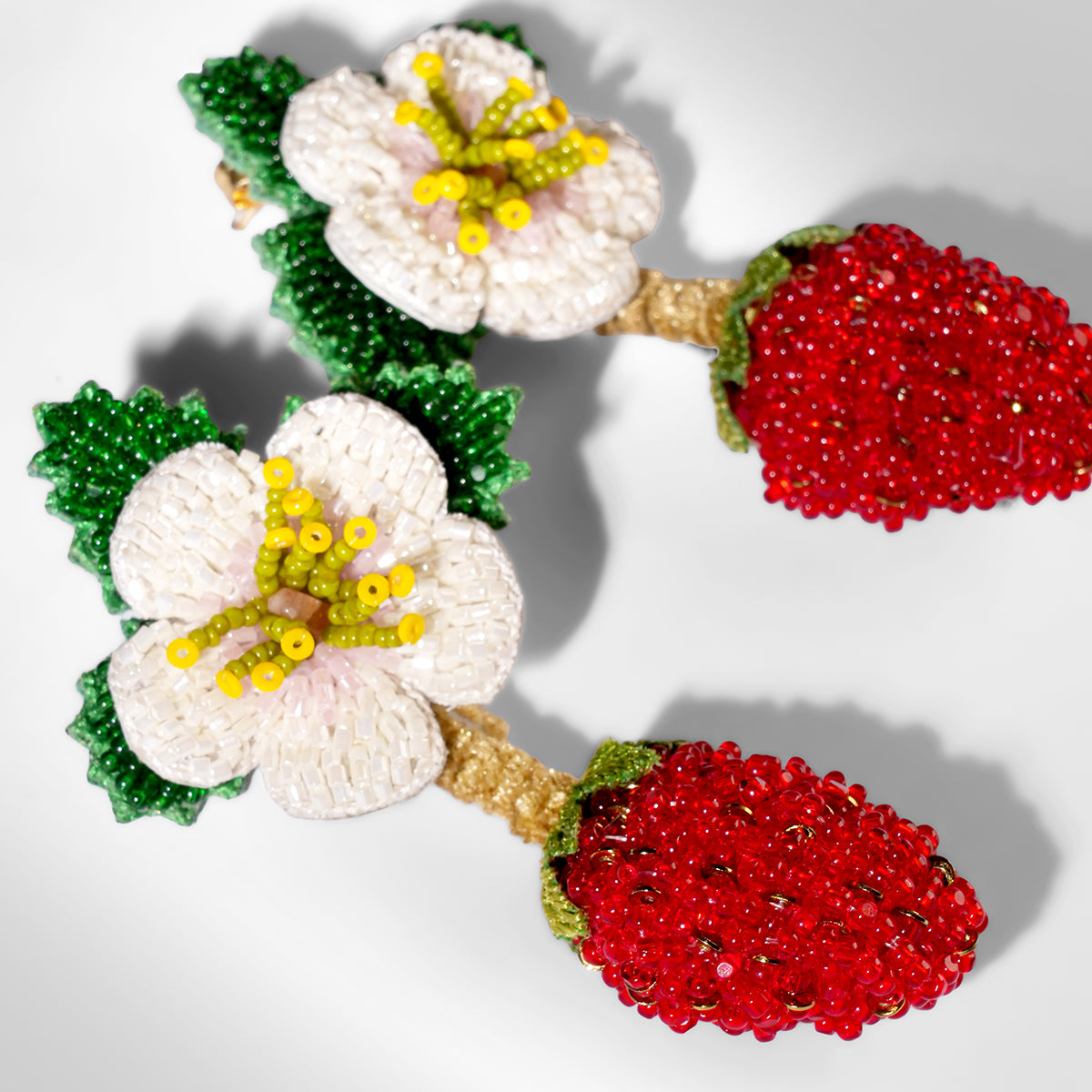 Close up of Deepa Gurnani Strawberries Earrings 