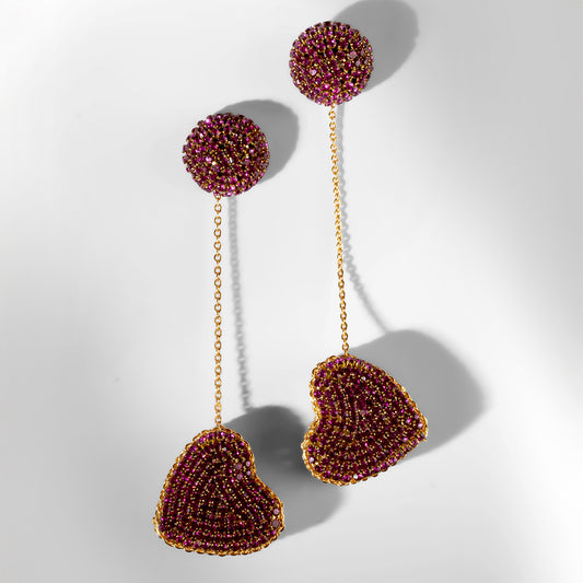 Deepa Gurnani Eros Earrings in fuchsia color
