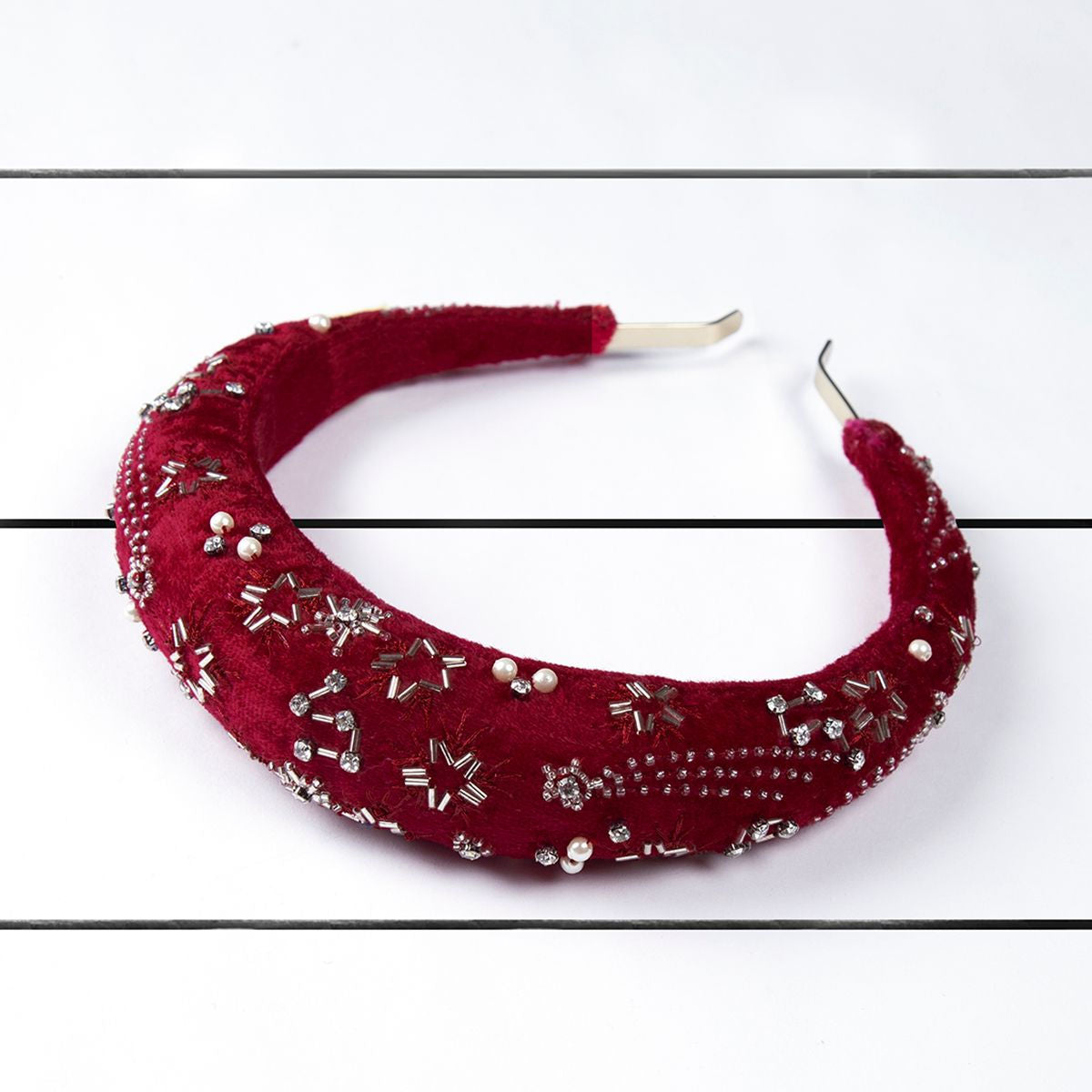 Deepa by Deepa Gurnani Handmade Lekha Padded Headband Maroon
